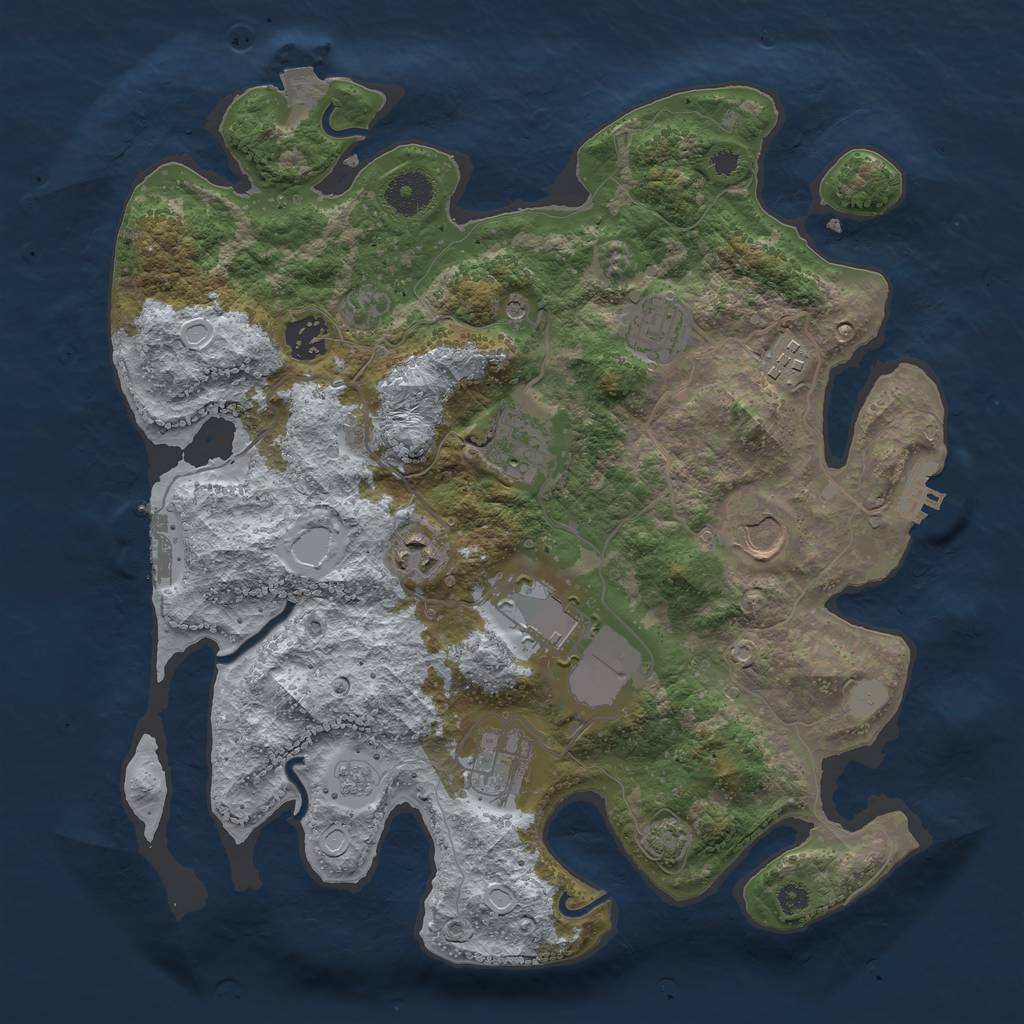 Rust Map: Procedural Map, Size: 3500, Seed: 41134723, 16 Monuments