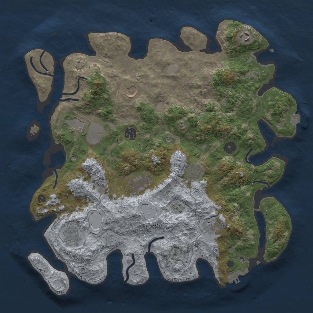 Rust Map: Procedural Map, Size: 3900, Seed: 42836301, 16 Monuments