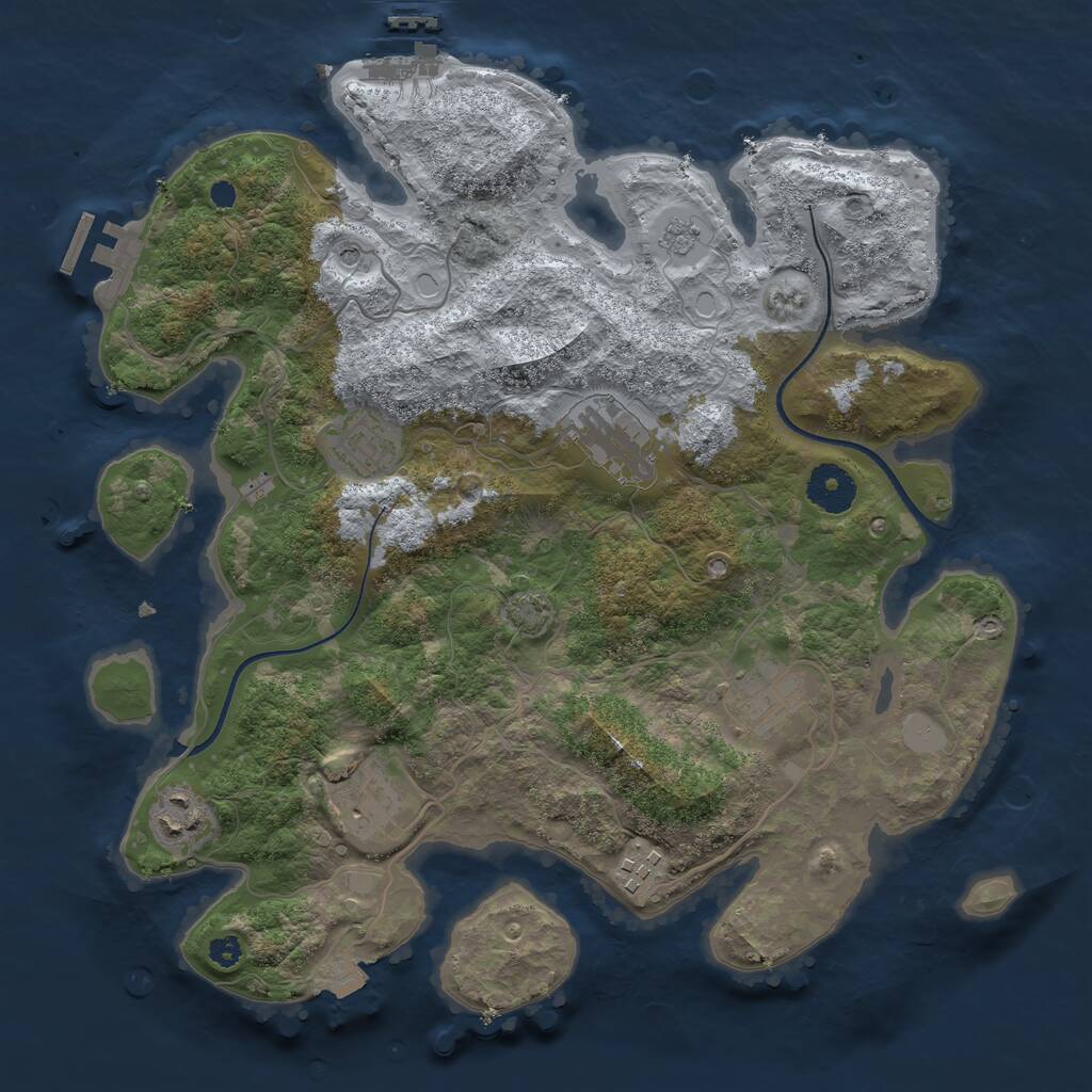 Rust Map: Procedural Map, Size: 3400, Seed: 79632475, 12 Monuments