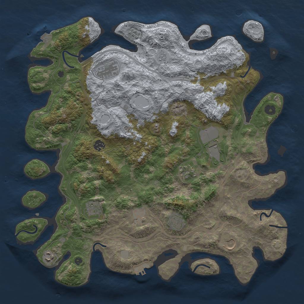 Rust Map: Procedural Map, Size: 4250, Seed: 86571096, 17 Monuments