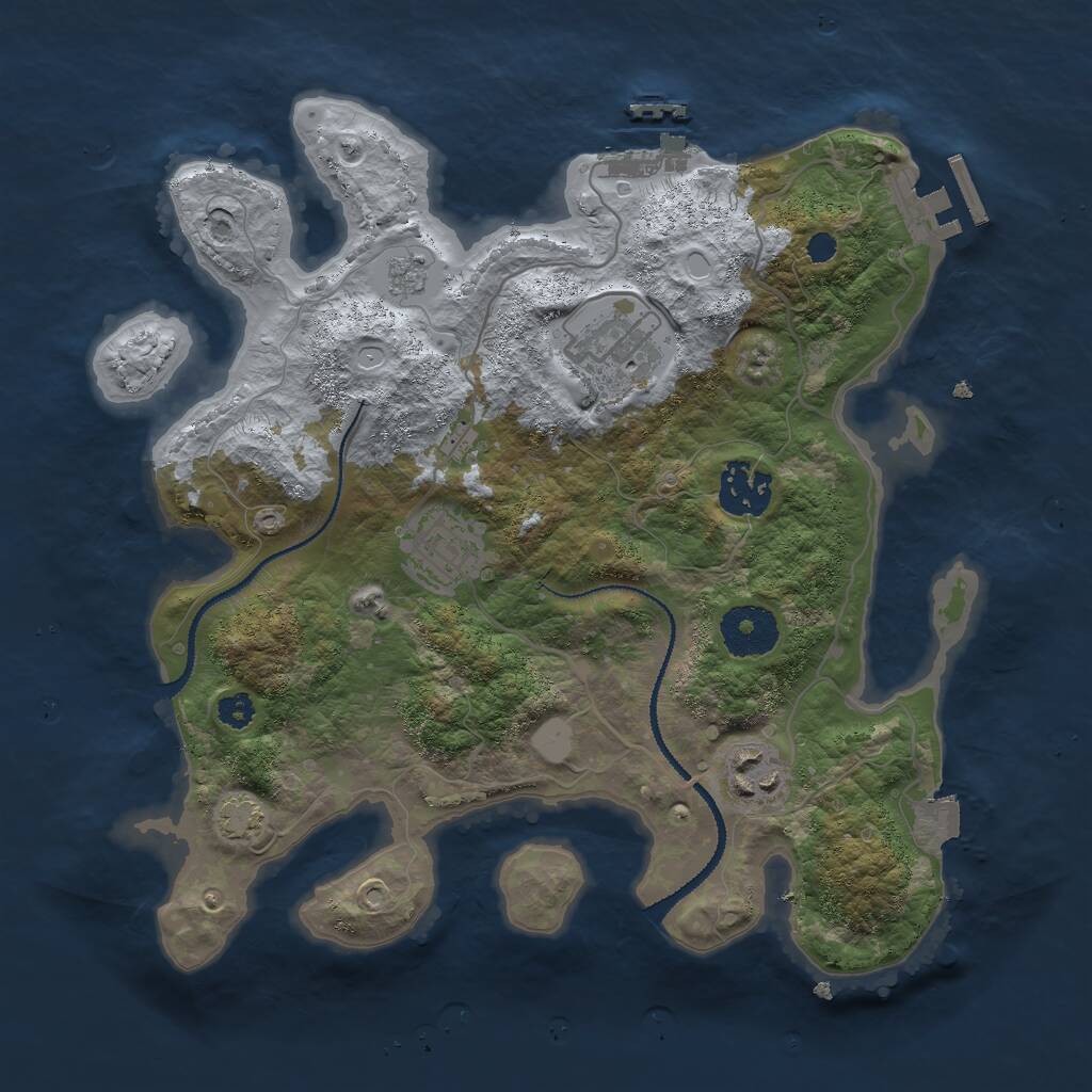 Rust Map: Procedural Map, Size: 3000, Seed: 51245, 9 Monuments