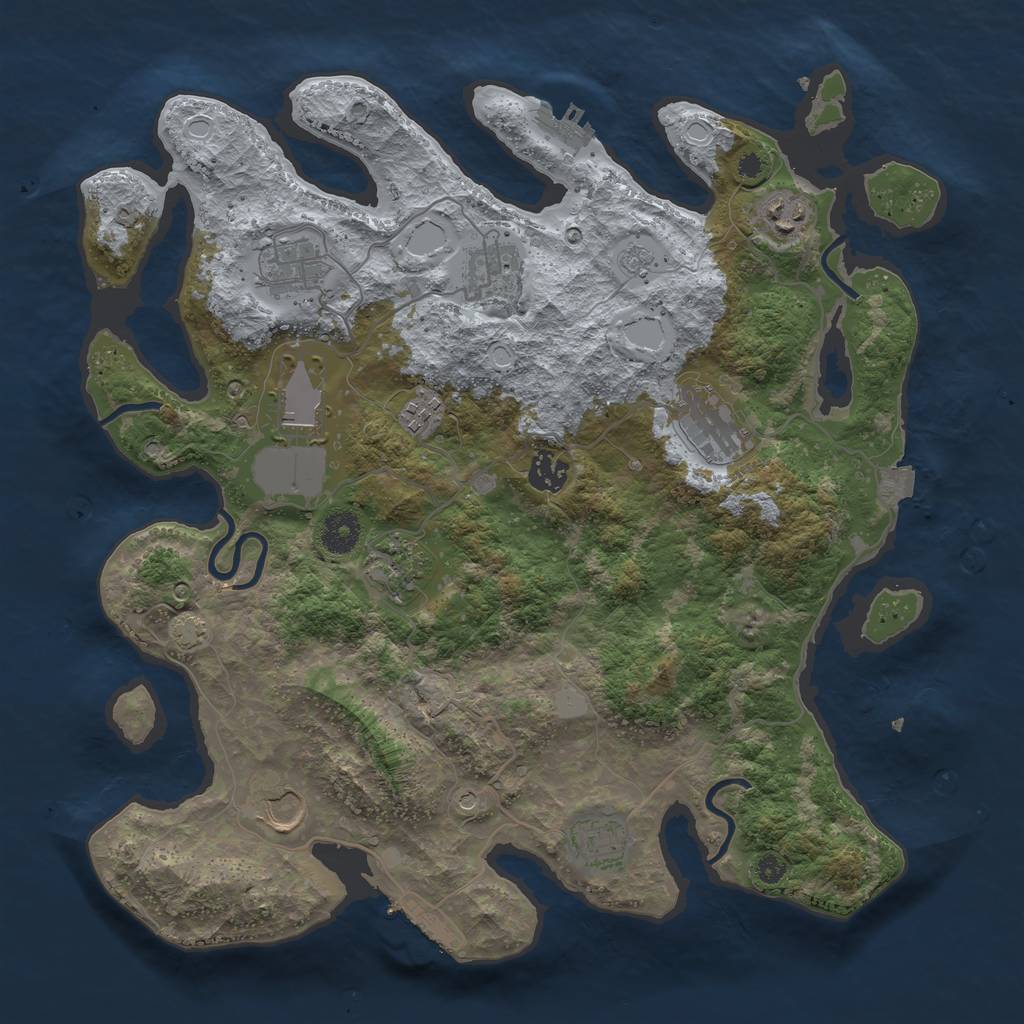 Rust Map: Procedural Map, Size: 3750, Seed: 22000021, 18 Monuments