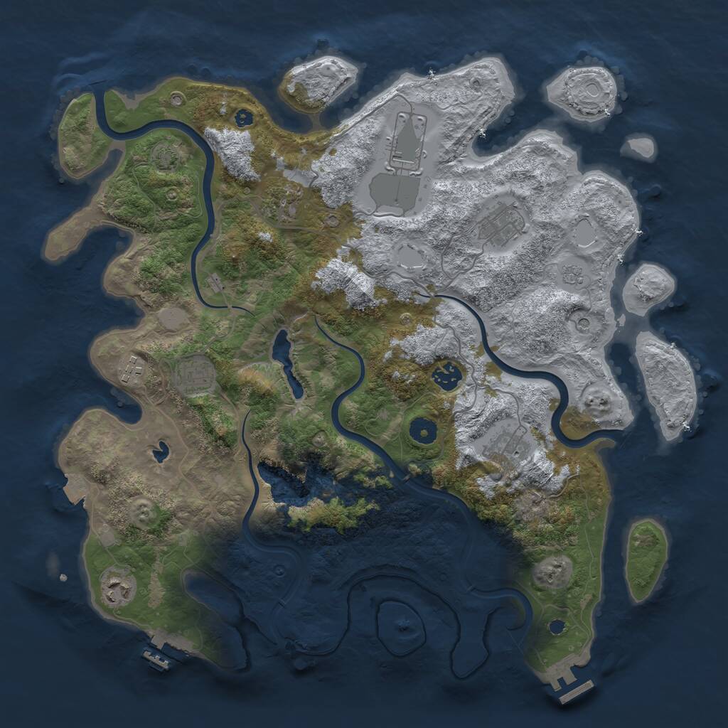 Rust Map: Procedural Map, Size: 4000, Seed: 1186, 14 Monuments