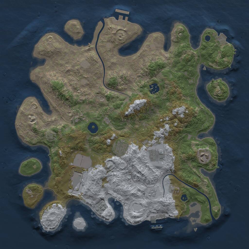 Rust Map: Procedural Map, Size: 3600, Seed: 25663270, 13 Monuments