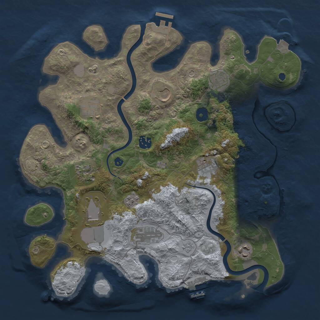 Rust Map: Procedural Map, Size: 3600, Seed: 25663270, 16 Monuments