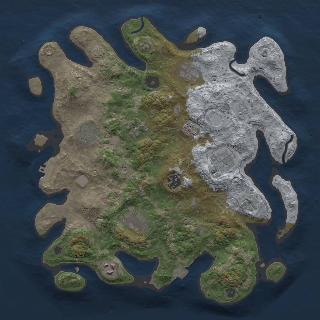 Rust Map: Procedural Map, Size: 3450, Seed: 2057660, 15 Monuments