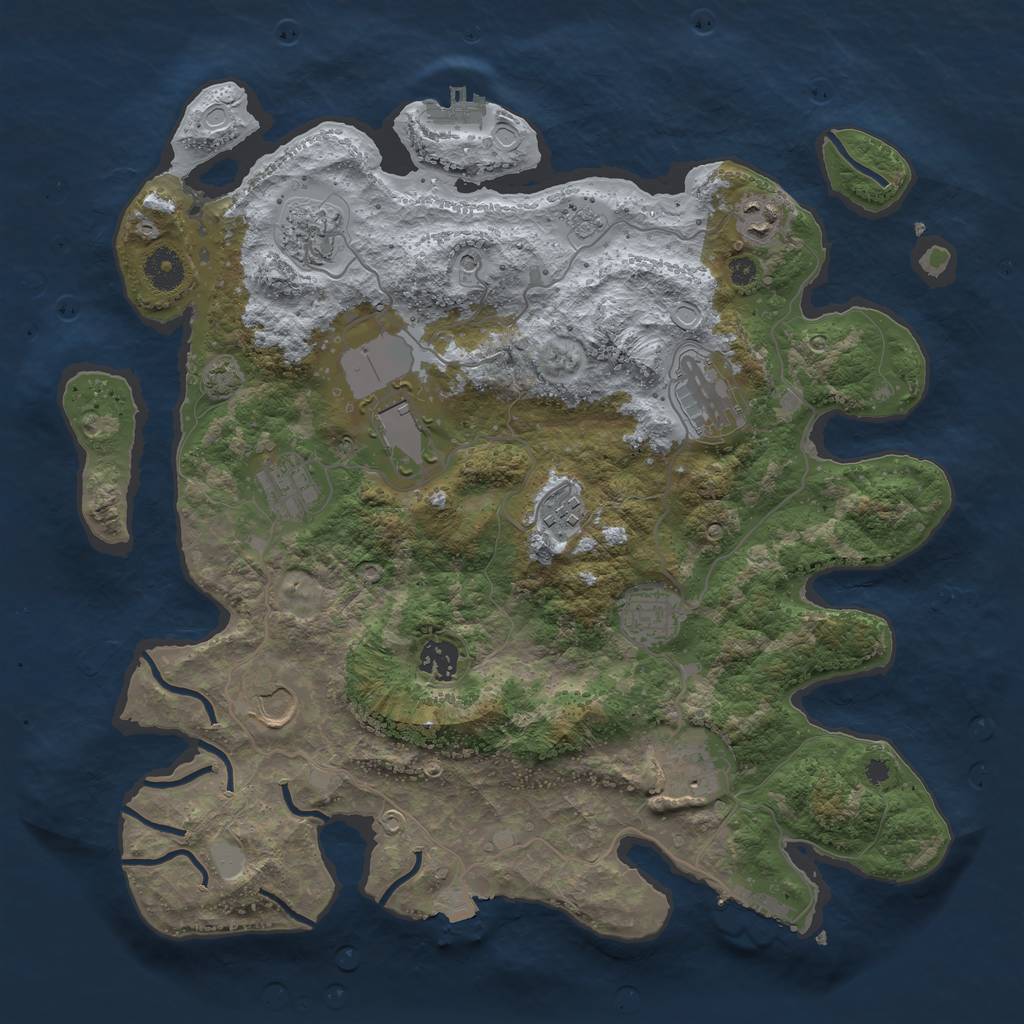 Rust Map: Procedural Map, Size: 3800, Seed: 63297304, 18 Monuments