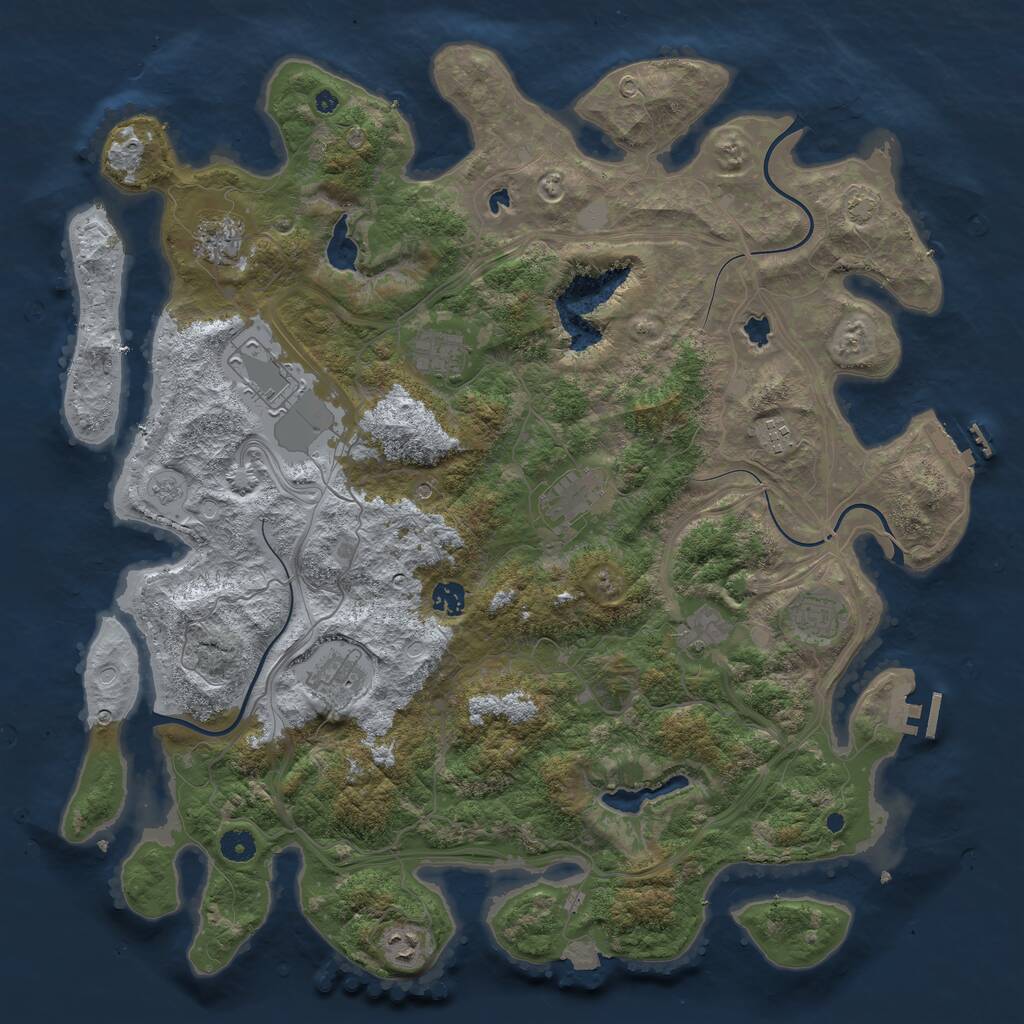 Rust Map: Procedural Map, Size: 4500, Seed: 976732205, 16 Monuments