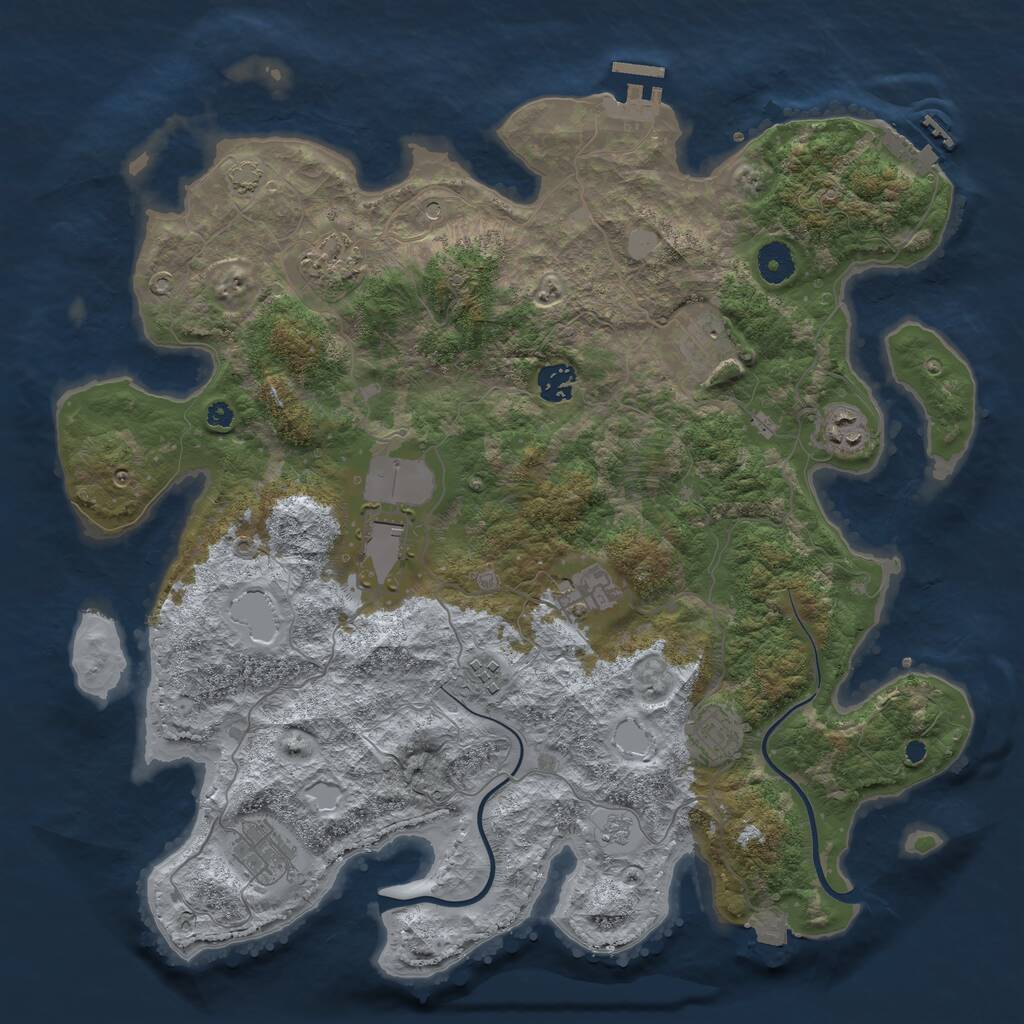 Rust Map: Procedural Map, Size: 3950, Seed: 43974310, 15 Monuments