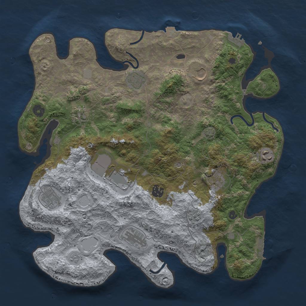 Rust Map: Procedural Map, Size: 3800, Seed: 44920626, 18 Monuments