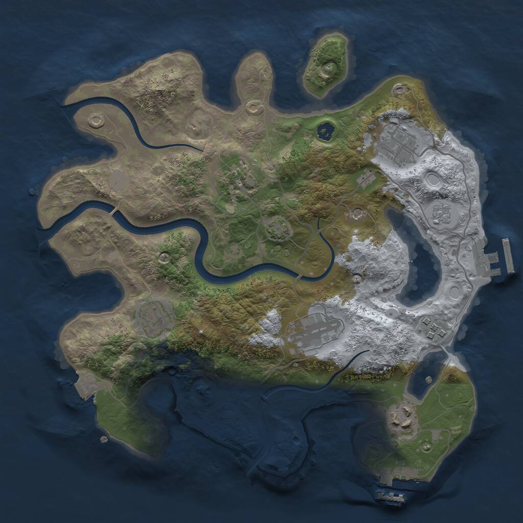 Rust Map: Procedural Map, Size: 3000, Seed: 1354663996, 12 Monuments
