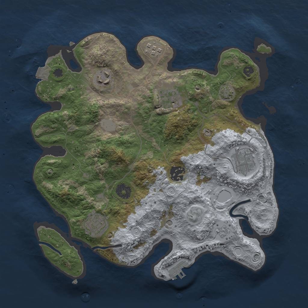 Rust Map: Procedural Map, Size: 3000, Seed: 2074739212, 13 Monuments