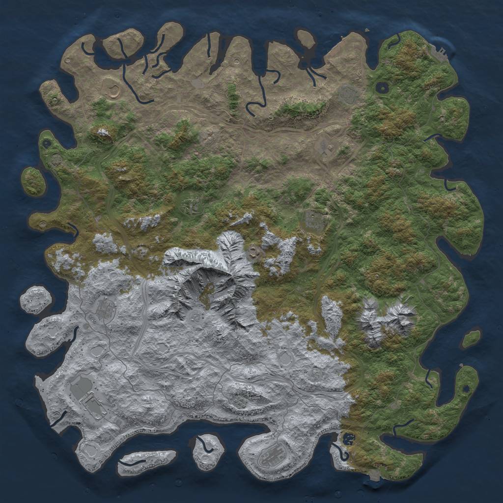 Rust Map: Procedural Map, Size: 6000, Seed: 3208417, 19 Monuments