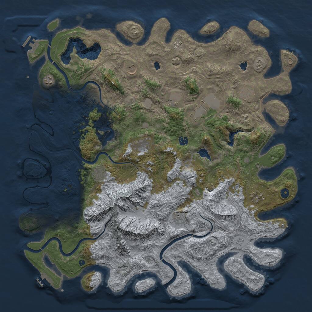 Rust Map: Procedural Map, Size: 5000, Seed: 5628197, 17 Monuments