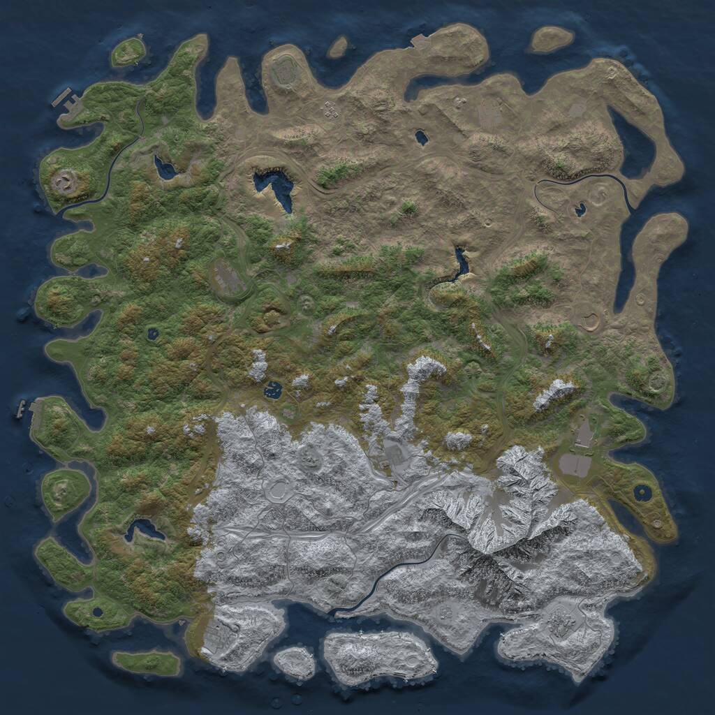 Rust Map: Procedural Map, Size: 6000, Seed: 72597243, 17 Monuments