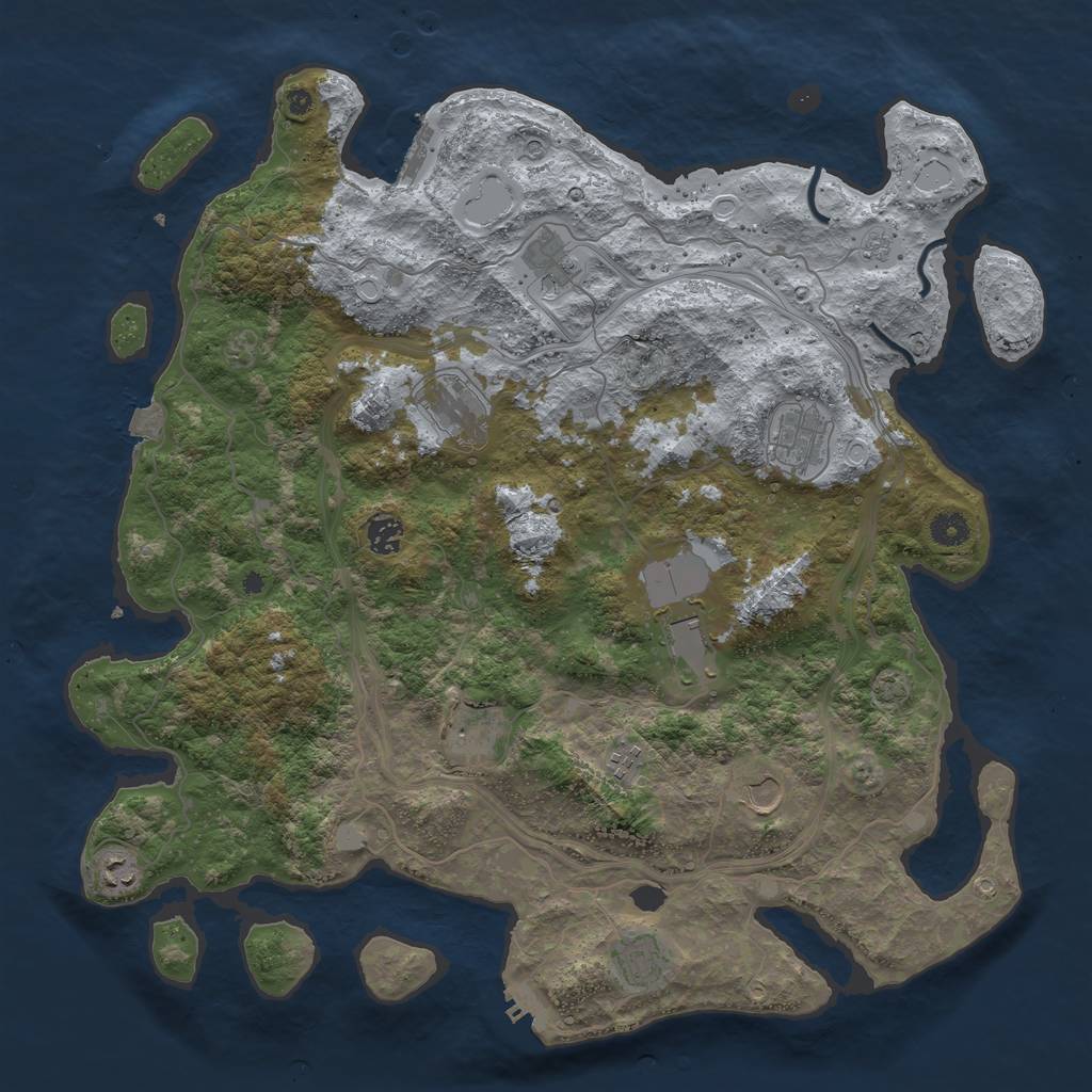 Rust Map: Procedural Map, Size: 4400, Seed: 5047051, 18 Monuments