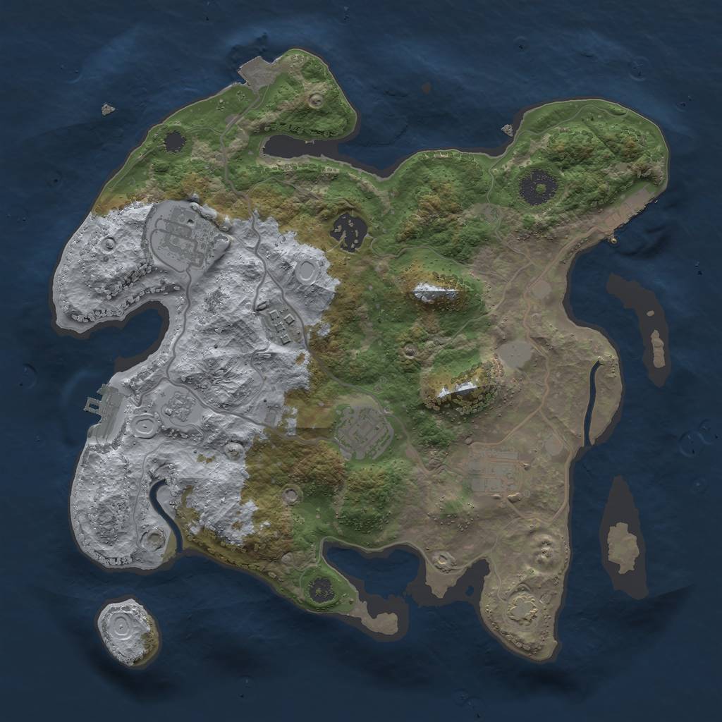 Rust Map: Procedural Map, Size: 3000, Seed: 10353, 12 Monuments
