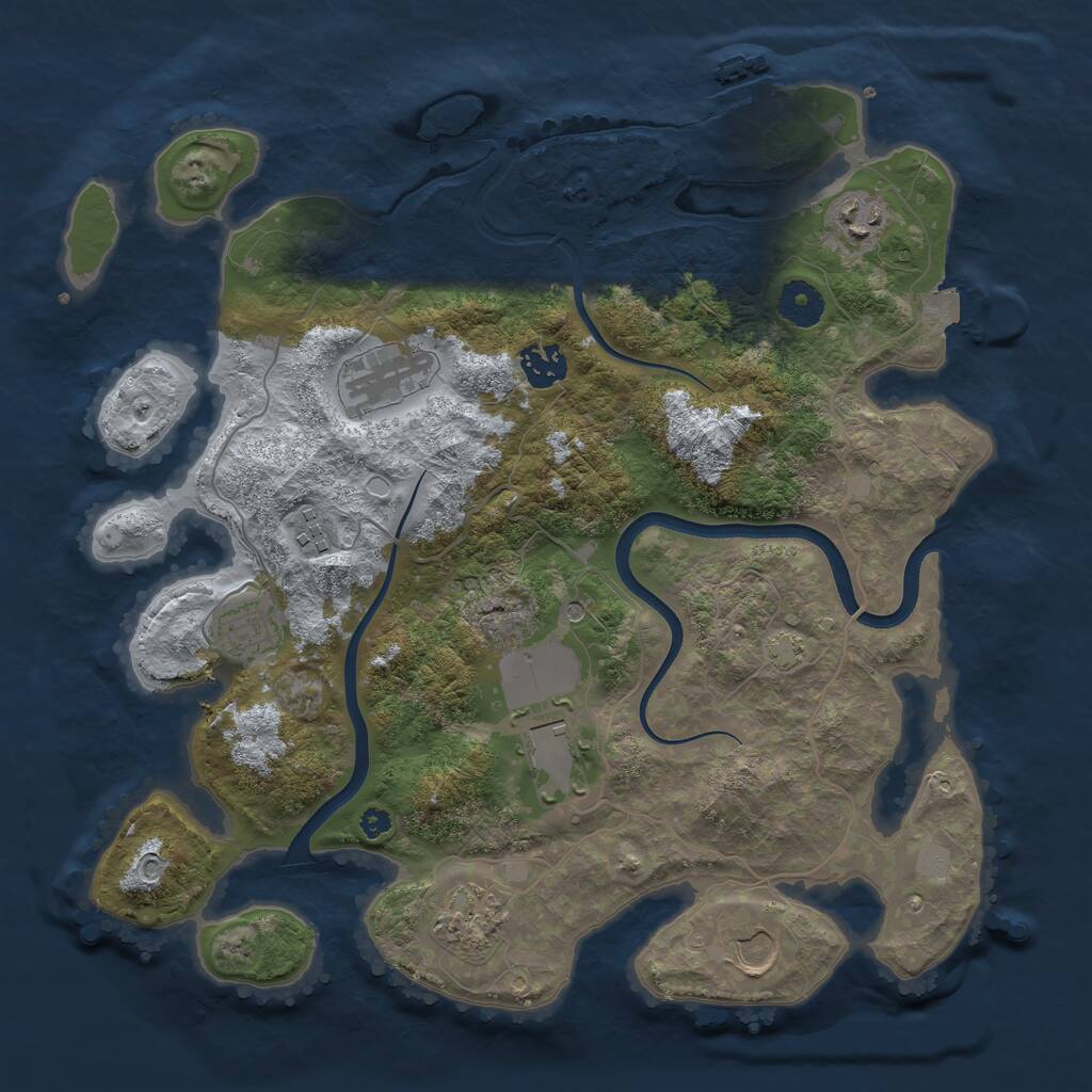 Rust Map: Procedural Map, Size: 3600, Seed: 75958529, 12 Monuments