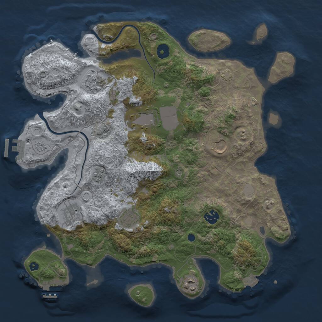 Rust Map: Procedural Map, Size: 3500, Seed: 98273496, 14 Monuments