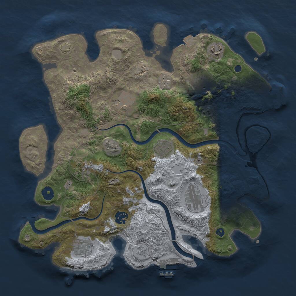 Rust Map: Procedural Map, Size: 3450, Seed: 24927934, 15 Monuments