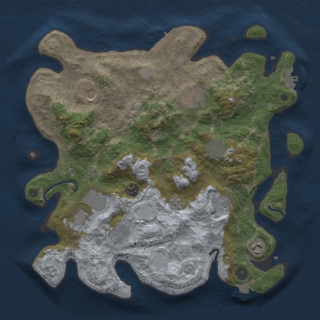 Rust Map: Procedural Map, Size: 3750, Seed: 45878454, 17 Monuments