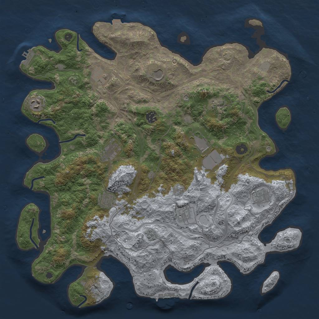 Rust Map: Procedural Map, Size: 4250, Seed: 43020466, 19 Monuments