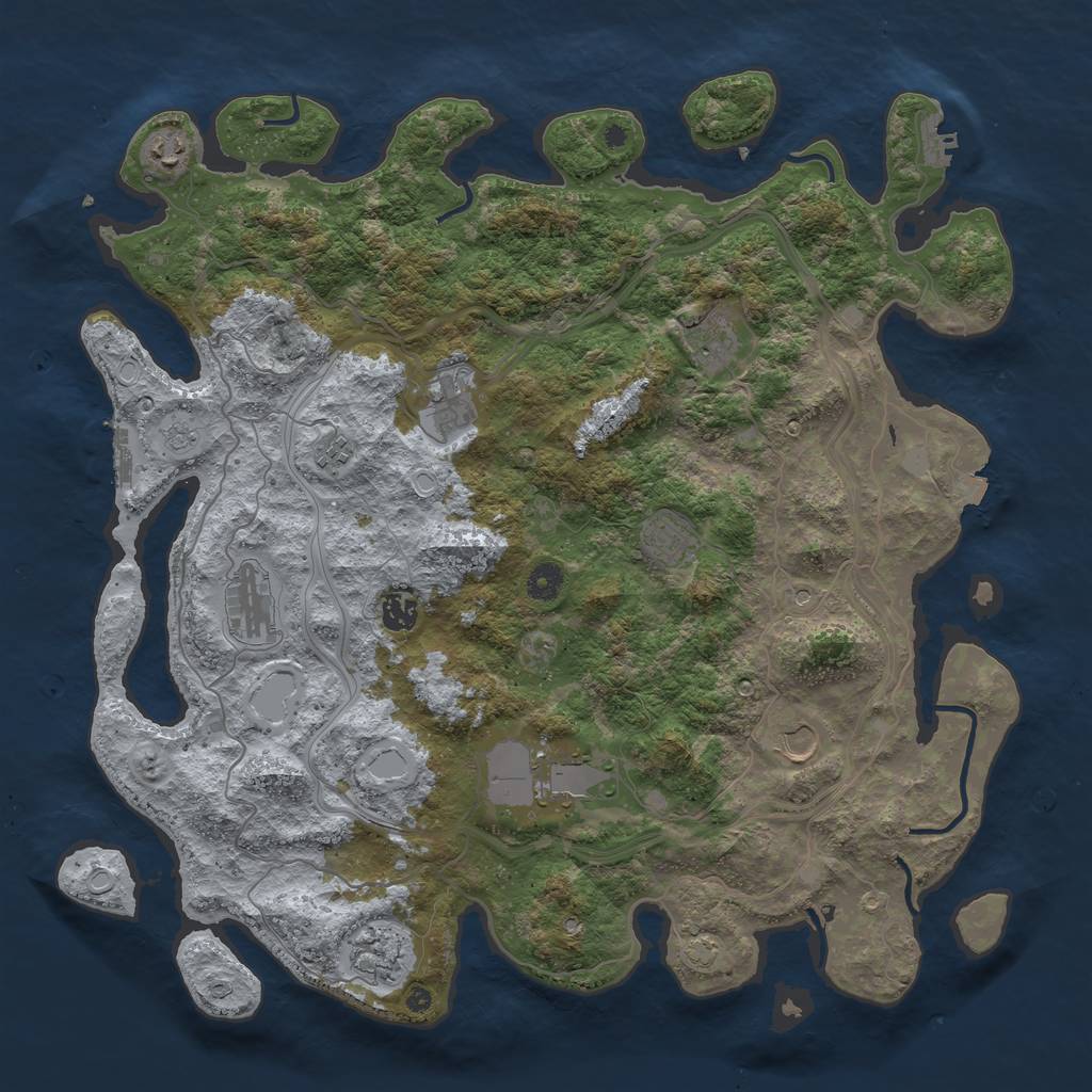 Rust Map: Procedural Map, Size: 4400, Seed: 19736166, 18 Monuments