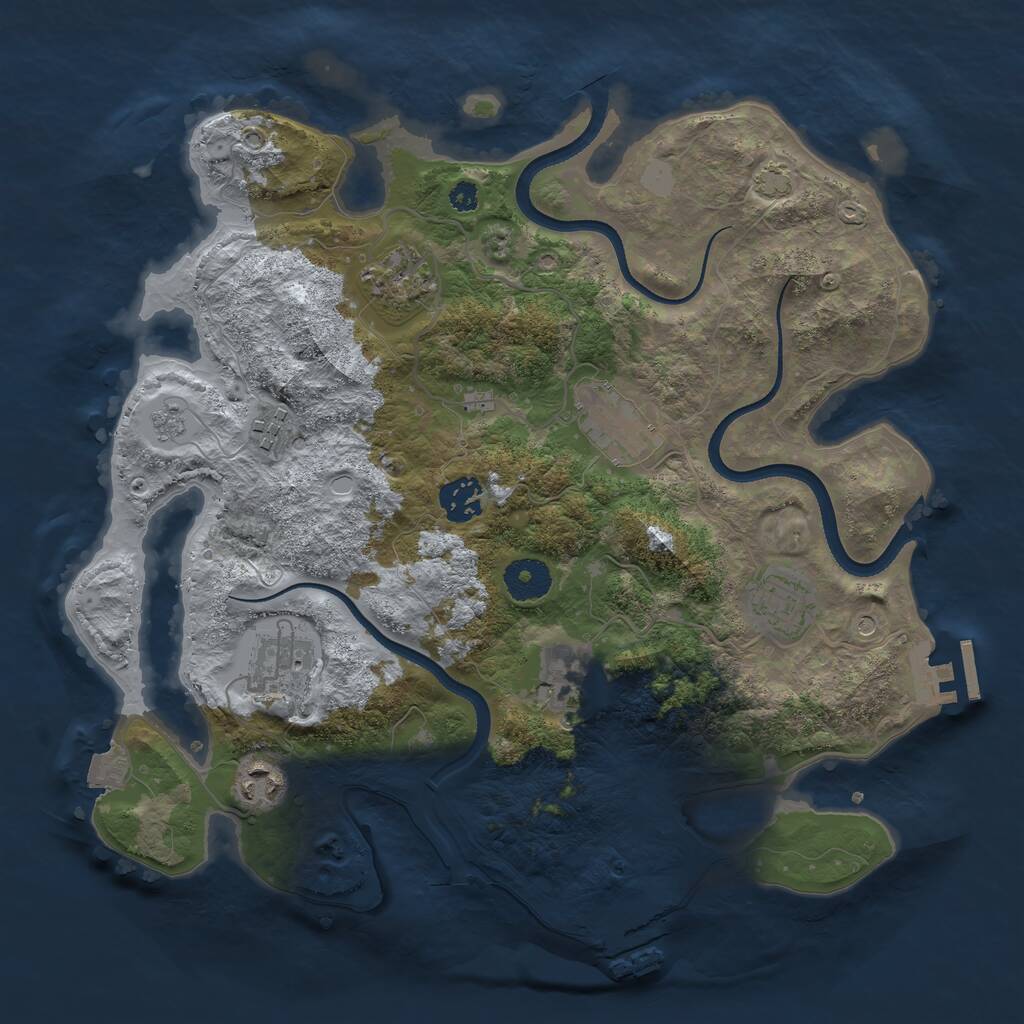 Rust Map: Procedural Map, Size: 3450, Seed: 63666038, 14 Monuments