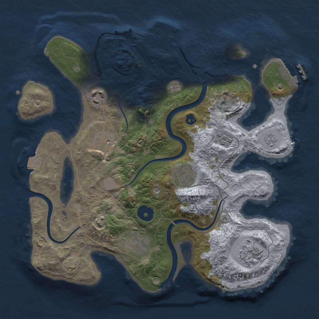 Rust Map: Procedural Map, Size: 3000, Seed: 91577, 12 Monuments