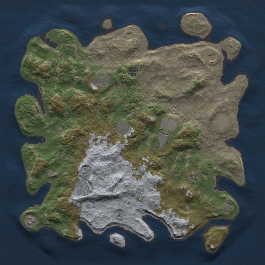Rust Map: Barren, Size: 4400, Seed: 3809578, 14 Monuments