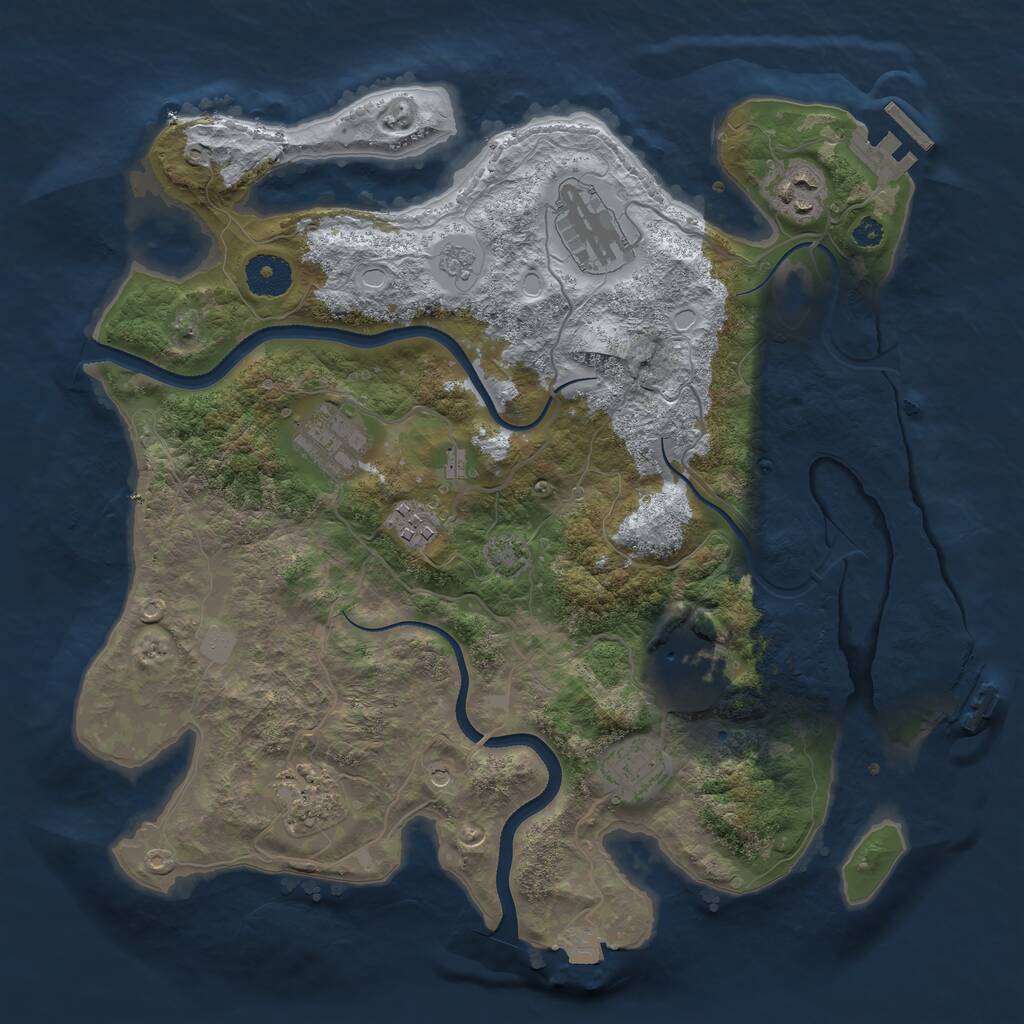 Rust Map: Procedural Map, Size: 3450, Seed: 32826663, 13 Monuments