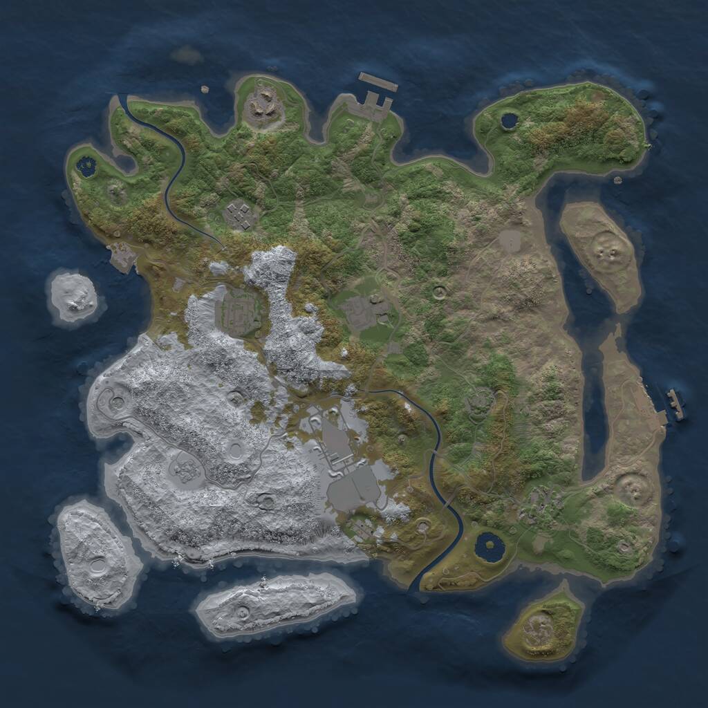 Rust Map: Procedural Map, Size: 3600, Seed: 2471018, 12 Monuments