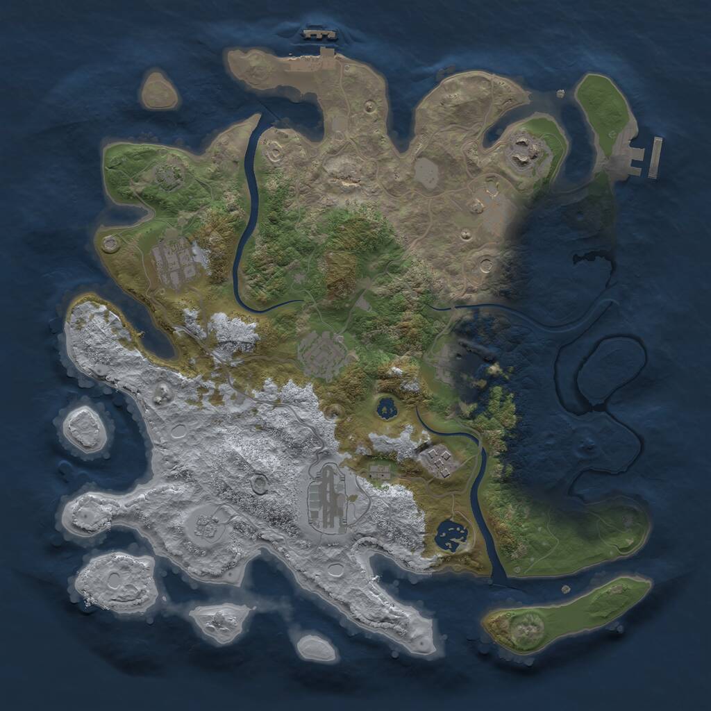 Rust Map: Procedural Map, Size: 3450, Seed: 49313746, 14 Monuments