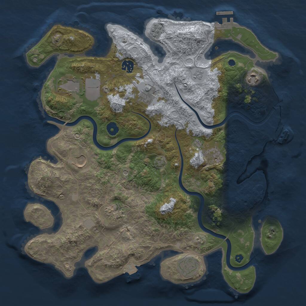 Rust Map: Procedural Map, Size: 3700, Seed: 20264754, 15 Monuments