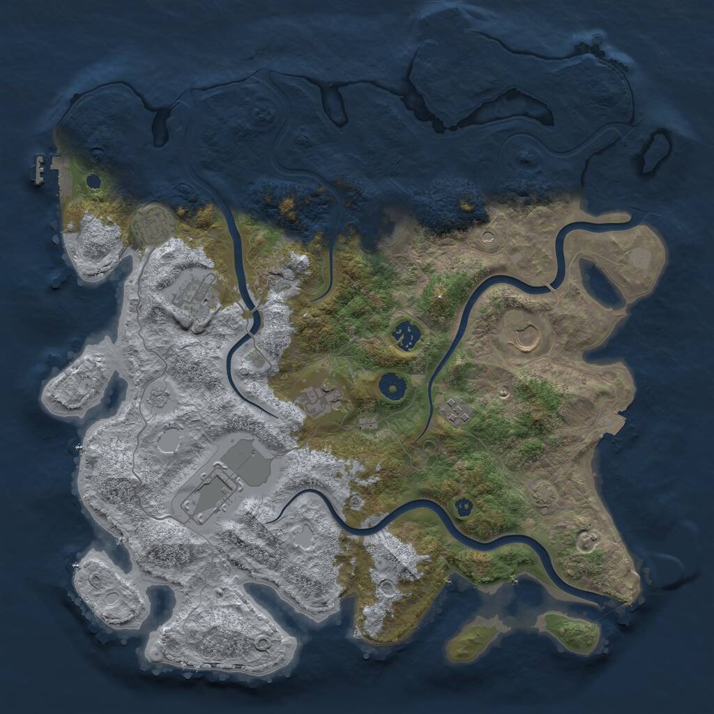 Rust Map: Procedural Map, Size: 3950, Seed: 71145292, 14 Monuments