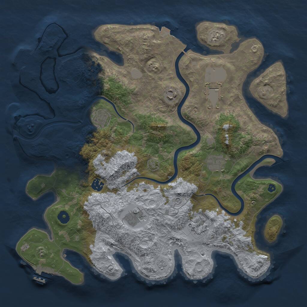 Rust Map: Procedural Map, Size: 3800, Seed: 60570330, 14 Monuments