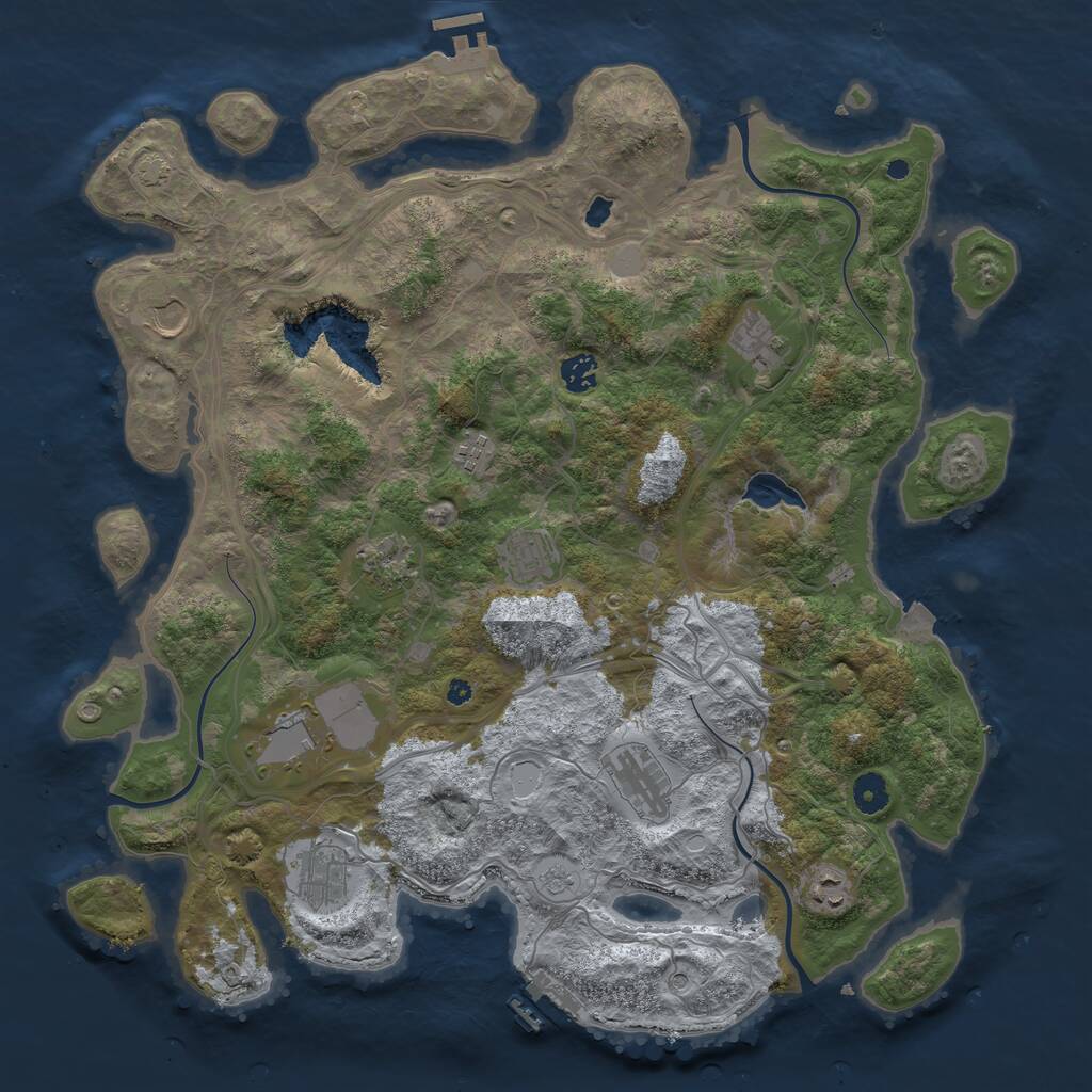 Rust Map: Procedural Map, Size: 4300, Seed: 32467084, 16 Monuments