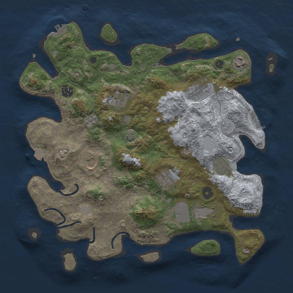 Rust Map: Procedural Map, Size: 3750, Seed: 3082023, 17 Monuments