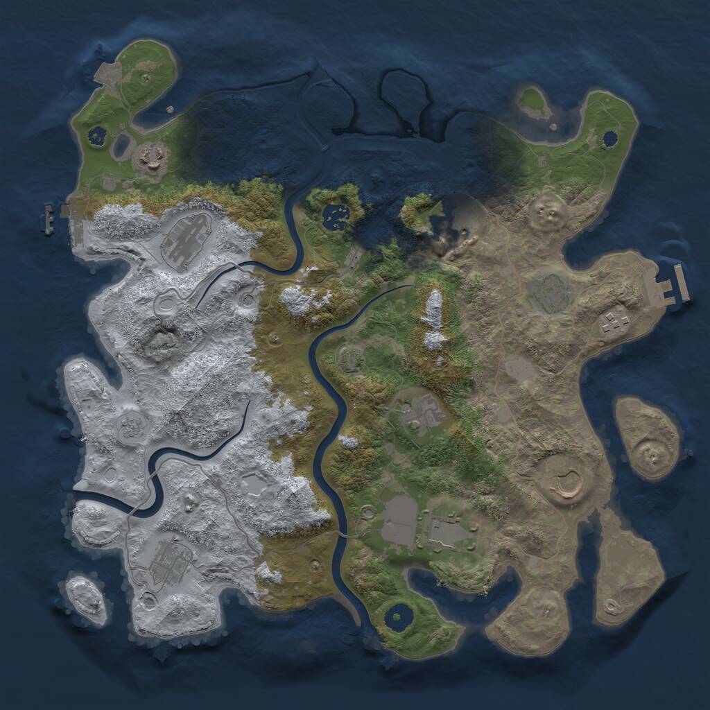 Rust Map: Procedural Map, Size: 3850, Seed: 30771763, 16 Monuments