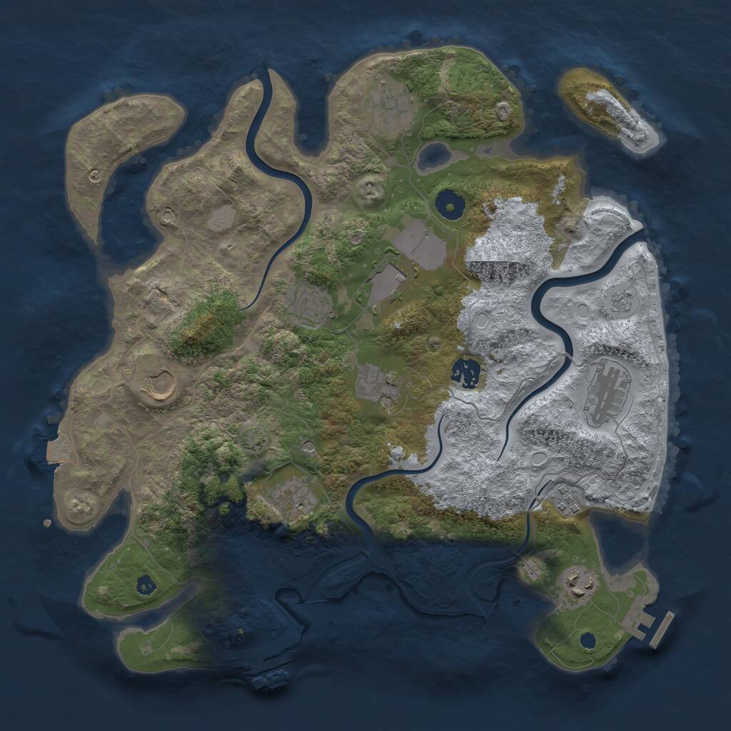Rust Map: Procedural Map, Size: 3700, Seed: 12594052, 16 Monuments