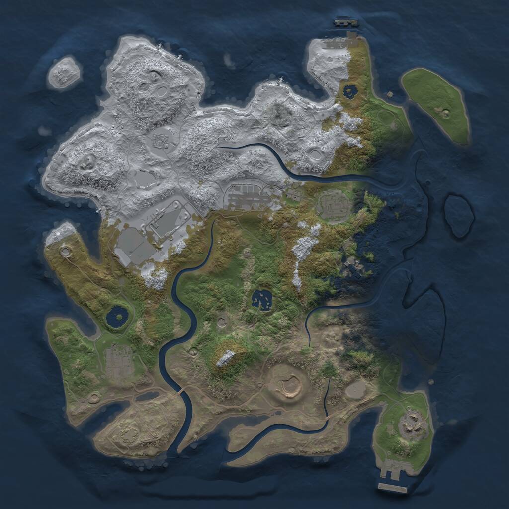 Rust Map: Procedural Map, Size: 3550, Seed: 17928109, 14 Monuments