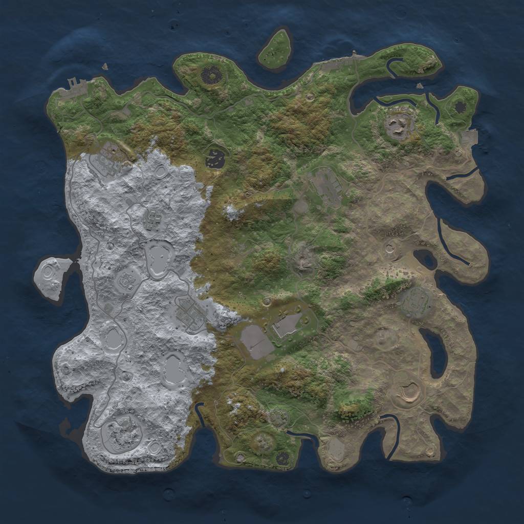 Rust Map: Procedural Map, Size: 3950, Seed: 42836543, 18 Monuments