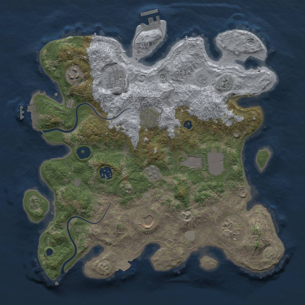 Rust Map: Procedural Map, Size: 3500, Seed: 62303498, 14 Monuments