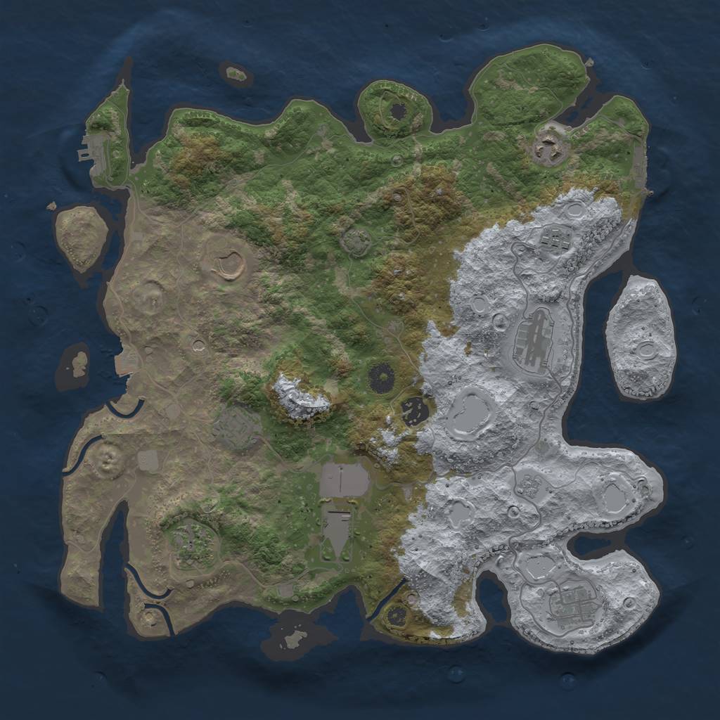 Rust Map: Procedural Map, Size: 3800, Seed: 34861519, 17 Monuments