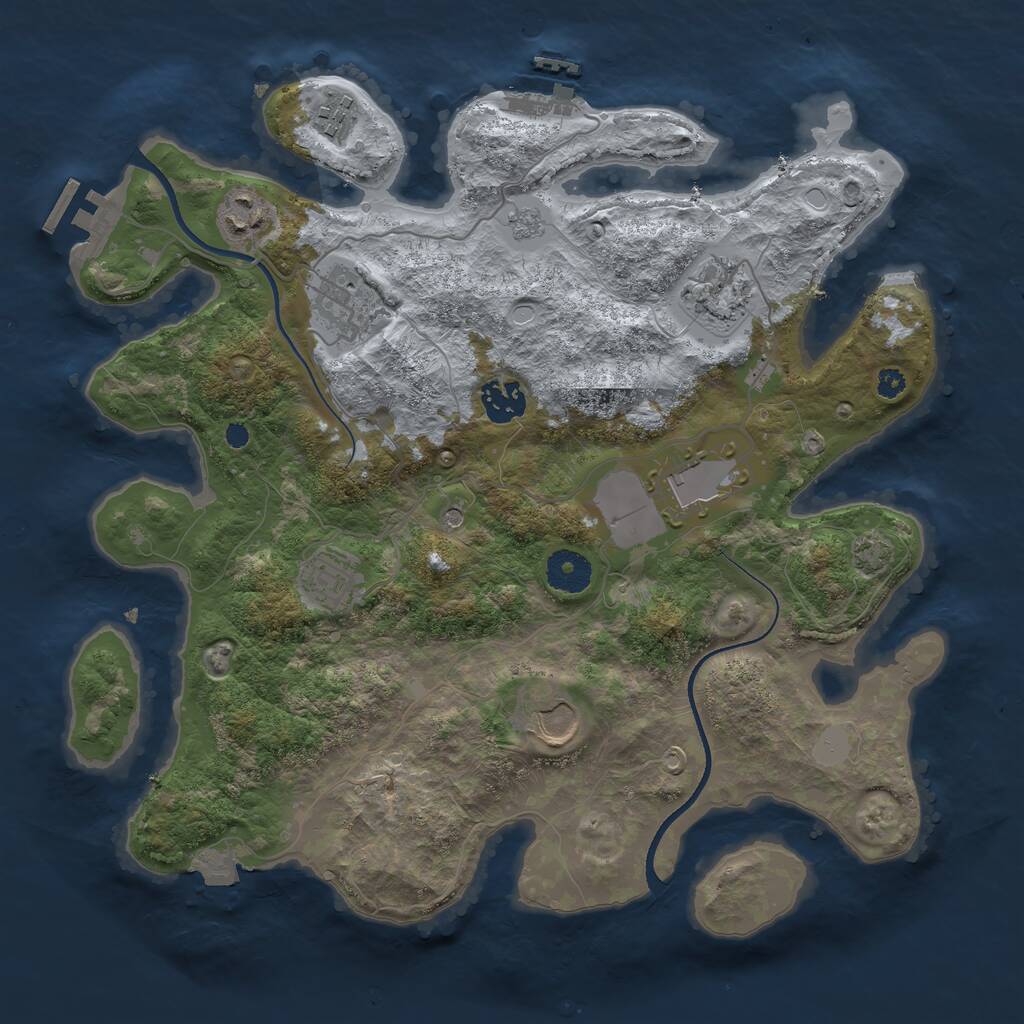 Rust Map: Procedural Map, Size: 3500, Seed: 74764058, 14 Monuments