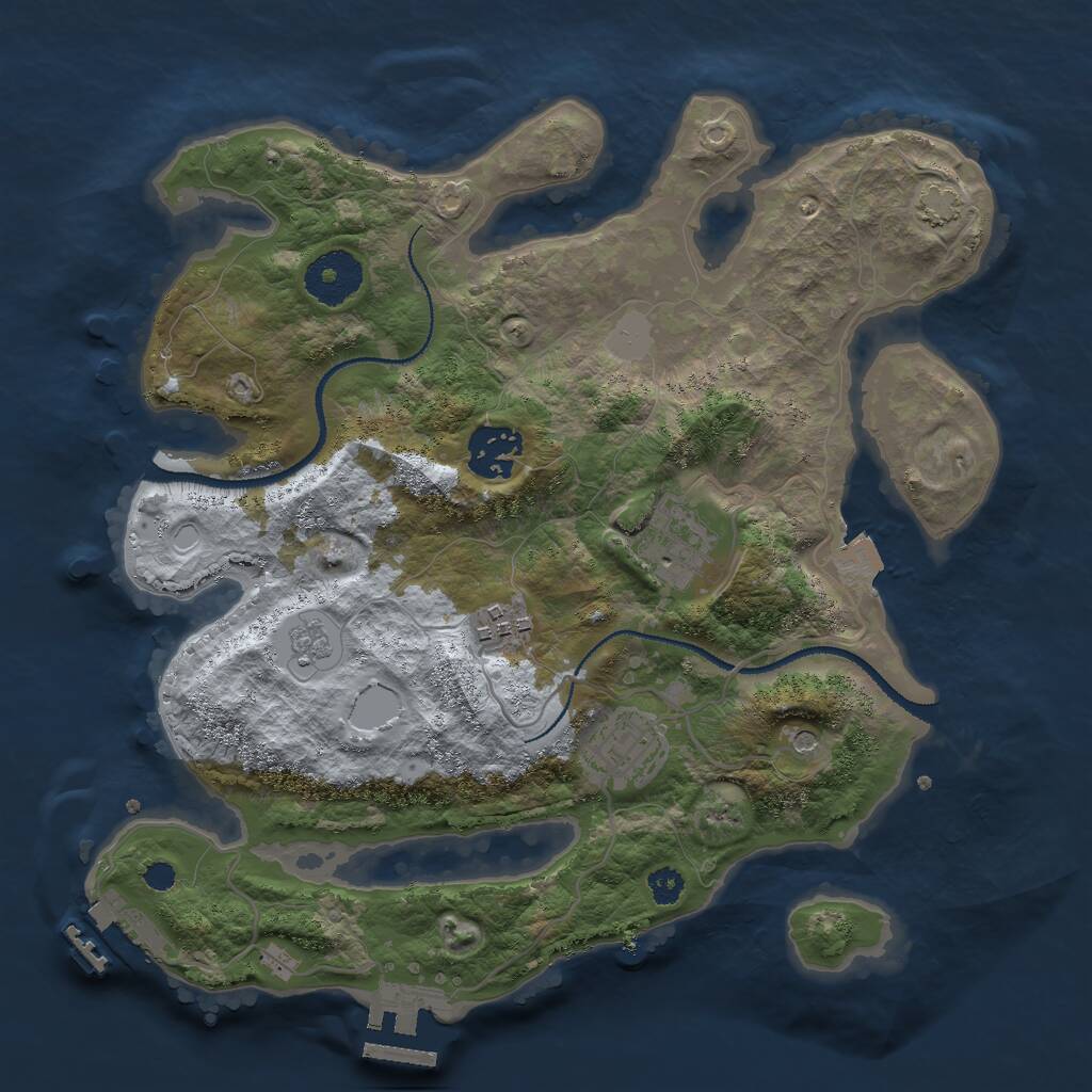 Rust Map: Procedural Map, Size: 3000, Seed: 75511, 10 Monuments