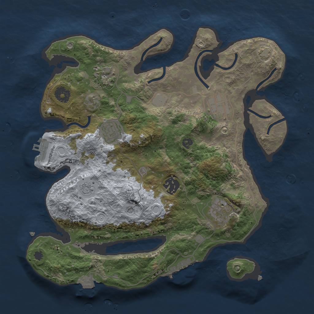 Rust Map: Procedural Map, Size: 3000, Seed: 75511, 13 Monuments