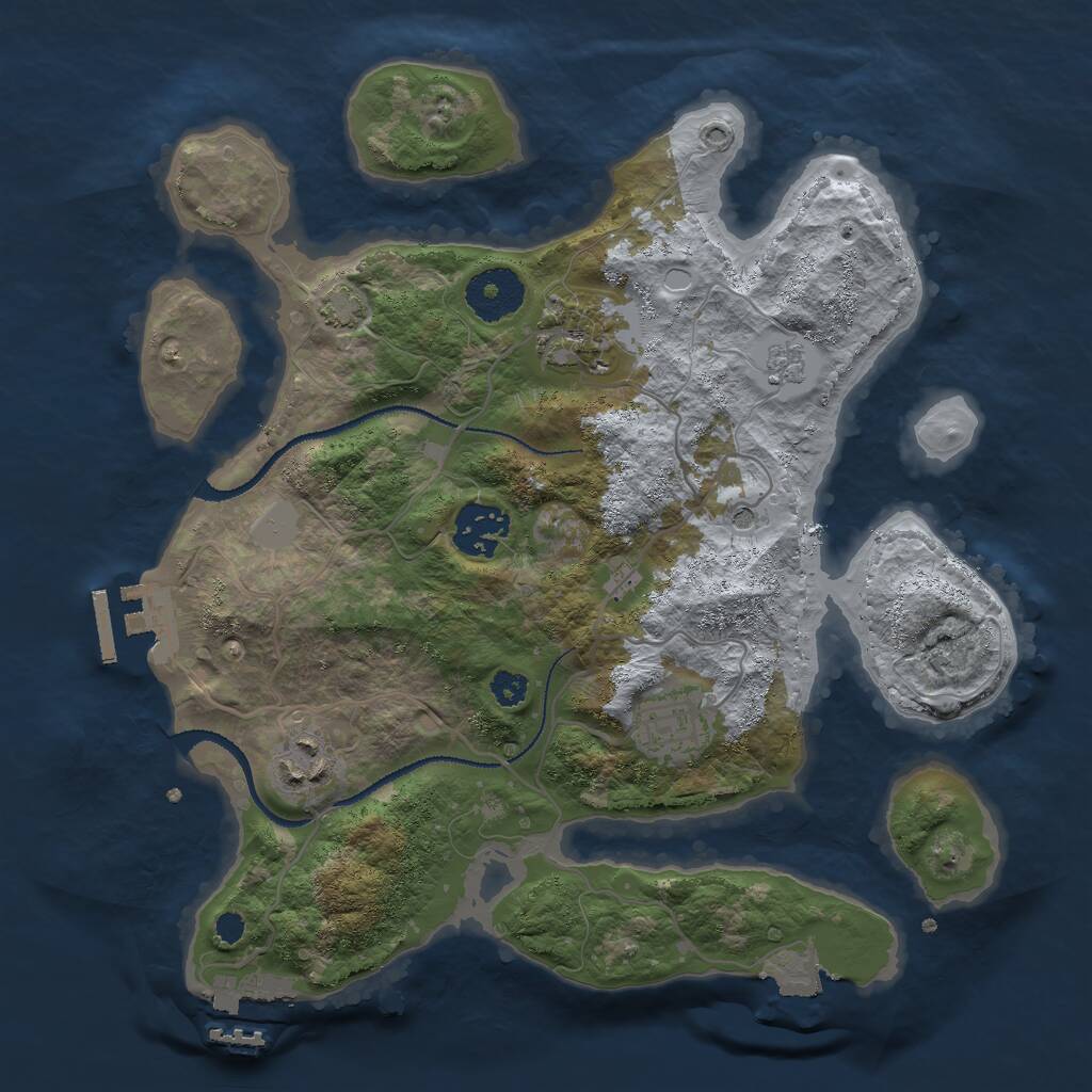 Rust Map: Procedural Map, Size: 3000, Seed: 3212, 10 Monuments