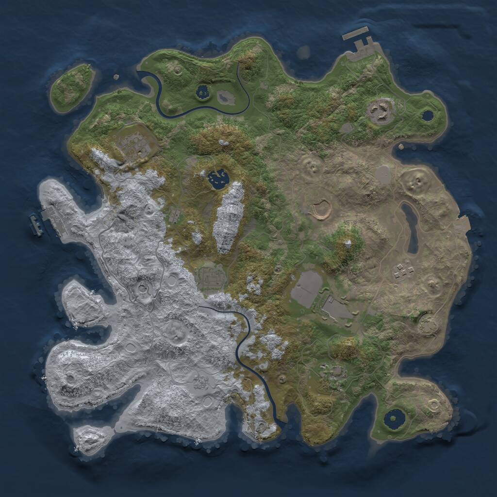 Rust Map: Procedural Map, Size: 3700, Seed: 491604, 14 Monuments