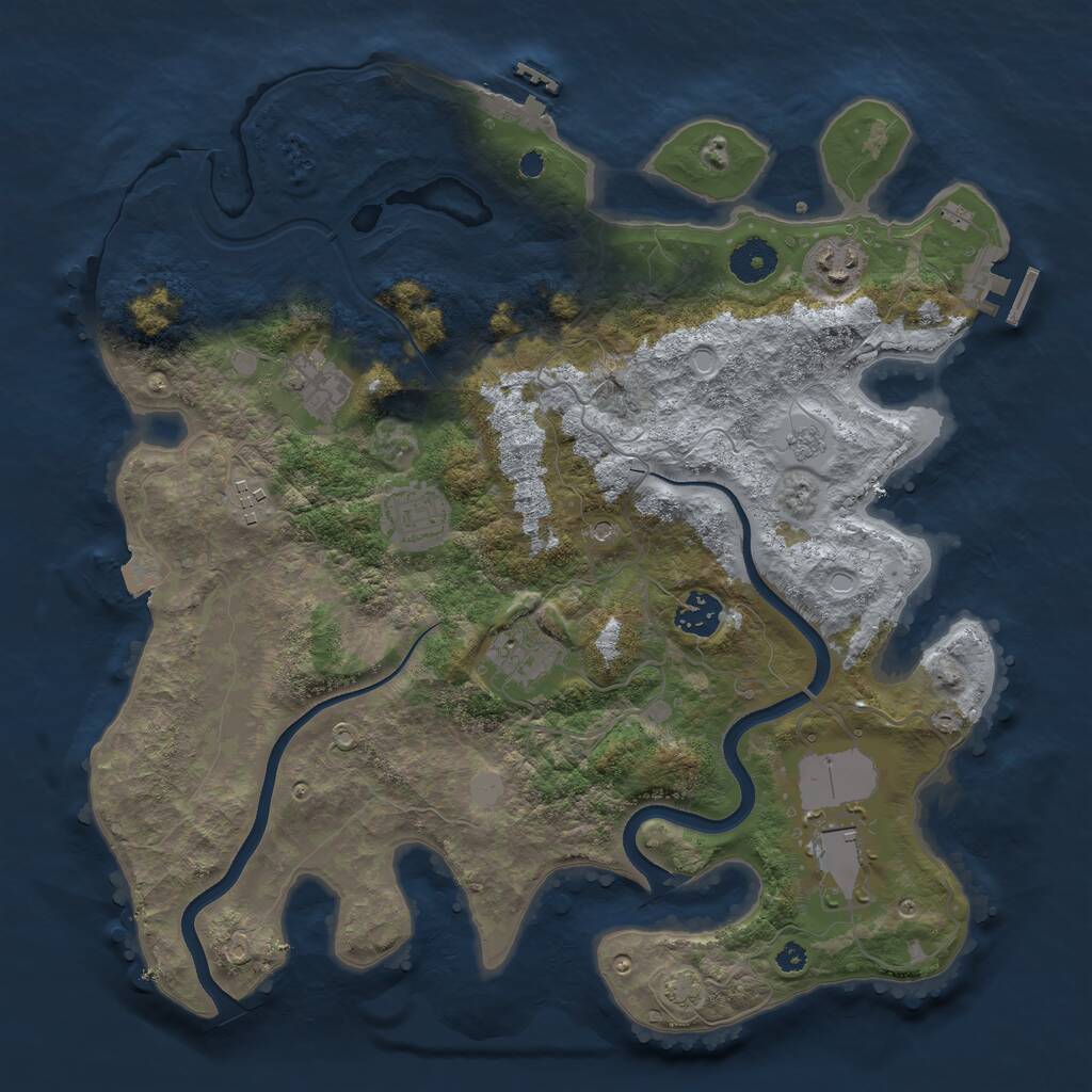 Rust Map: Procedural Map, Size: 3650, Seed: 79245642, 13 Monuments